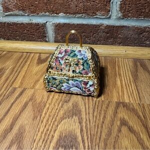 Splendid Tapestry Womens Handbag Music Box Jewelry Box Floral Vanity Ornate